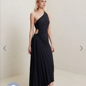 alc one shoulder pleated delfina gown
